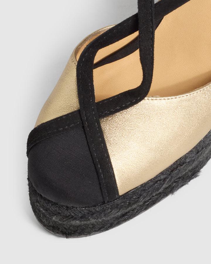 Castañer CASTAÑER | Diseñada Por 'Casilda Se Casa' Para Castañer. Las Alpargata Casilda En Piel Cierre Con Lazada Y Cuña De 11cm Con Doble Plataforma