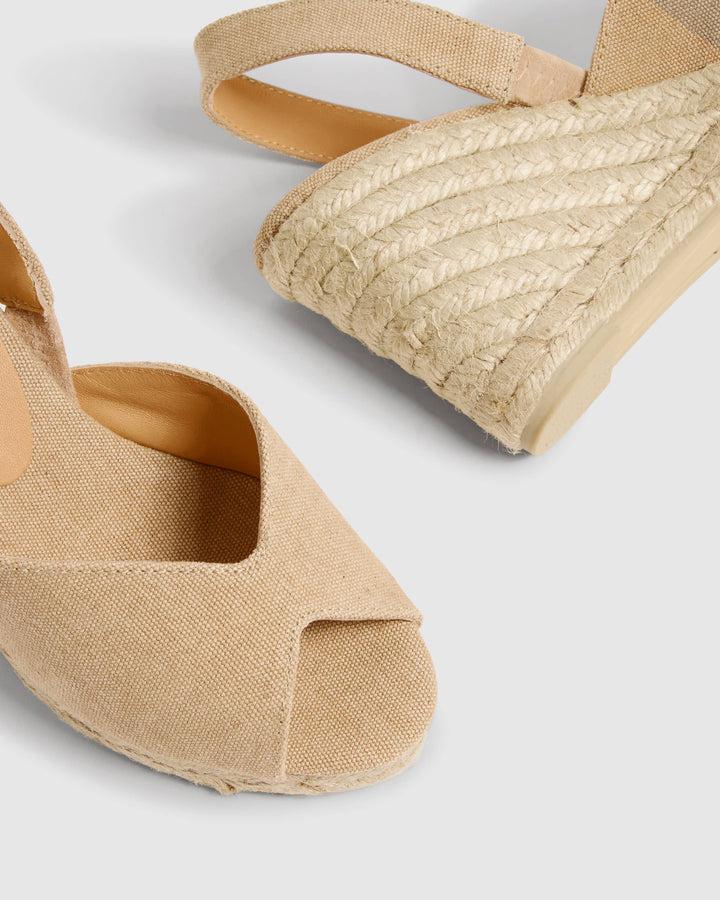 Castañer CASTAÑER | Sandalias Brisa En Algodón Orgánico Acabado Lavado Y Cuña De 9cm. – Castañer