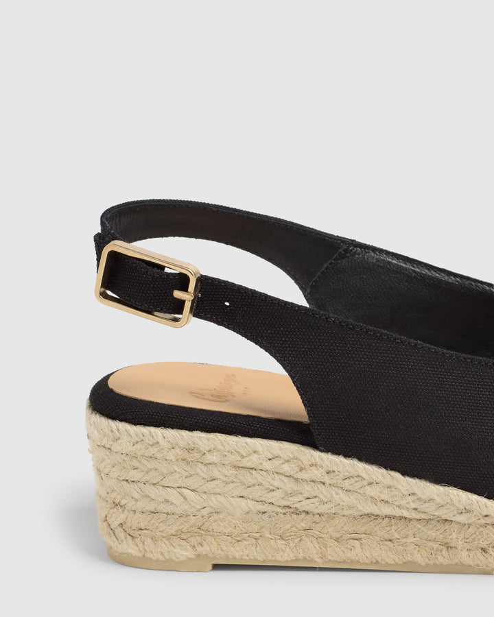 Castañer CASTAÑER SANDALIAS CUÑA DOSALIA NEGRO MUJER – Castañer