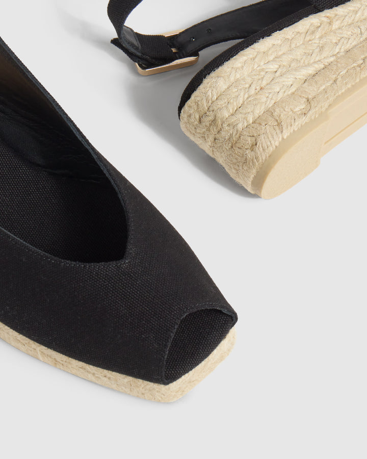 Castañer CASTAÑER SANDALIAS CUÑA DOSALIA NEGRO MUJER – Castañer