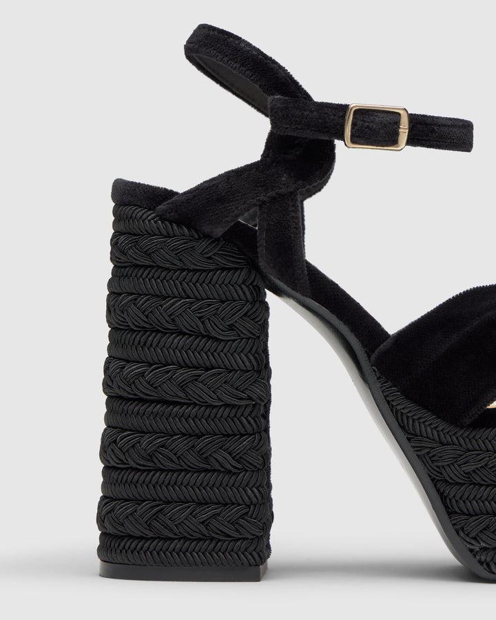 Castañer CASTAÑER | Tacón Abierta Terciopelo NEGRO FERGY/243 – Castañer