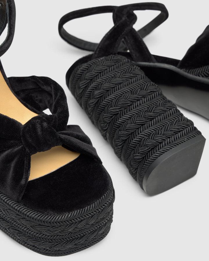 Castañer CASTAÑER | Tacón Abierta Terciopelo NEGRO FERGY/243 – Castañer