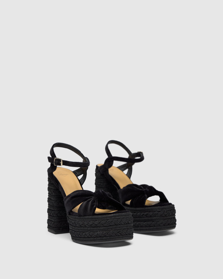 Castañer CASTAÑER | Tacón Abierta Terciopelo NEGRO FERGY/243 – Castañer