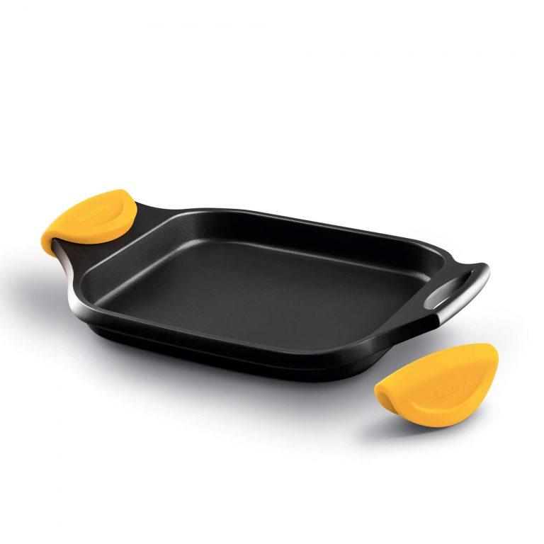 Castey Asador Bandeja Castey Classic Antiadherente De Aluminio Fundido Con Asas Desmontables De Silicona Amarillo – Vitro Gas