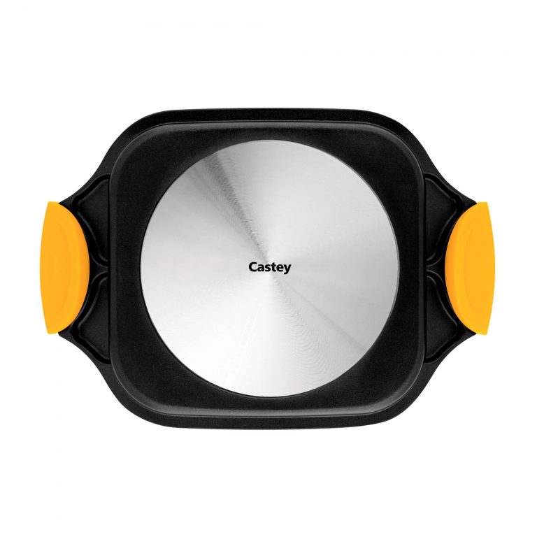 Castey Asador Bandeja Castey Classic Antiadherente De Aluminio Fundido Con Asas Desmontables De Silicona Amarillo – Vitro Gas