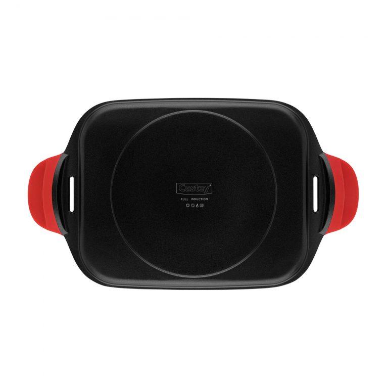 Castey Asador Bandeja Castey Induction Antiadherente De Aluminio Fundido Con Asas Integradas De Silicona