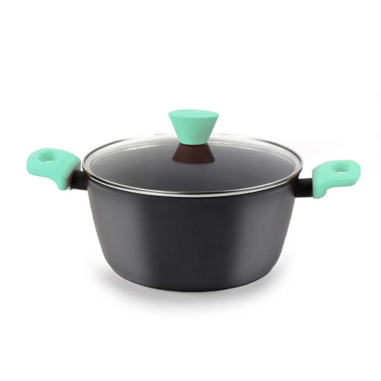 Castey Cacerola alta Castey Aquamarine de Aluminio Forjado con Tapadera con Aro Inoxidable y Antiadherente libre PFOA