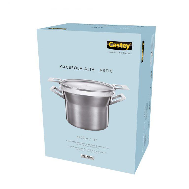 Castey Cacerola Alta Castey Artic De Acero Inoxidable Tricapa Con Tapadera Reversible