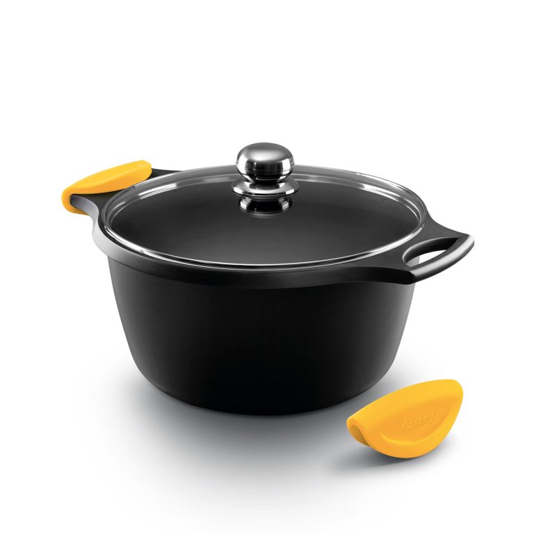 Castey Cacerola Alta Castey Classic Antiadherente De Aluminio Fundido Con Tapadera Y Asas Desmontables De Silicona Amarillo – Vitro Gas