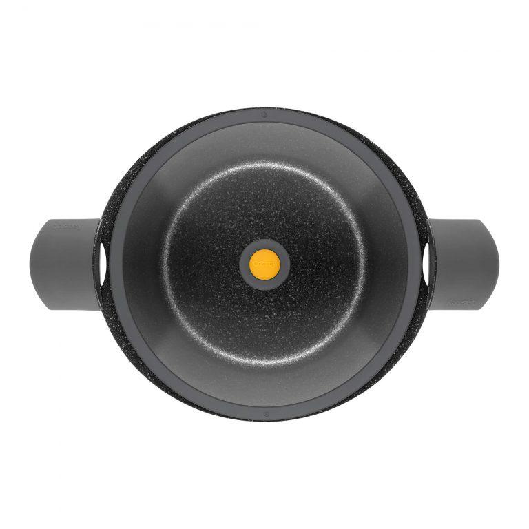 Castey Cacerola Alta Castey Vulcano De Aluminio Fundido Con Antiadherente Con Relieve Tapadera Y Asas Integradas De Silicona – Full Induction