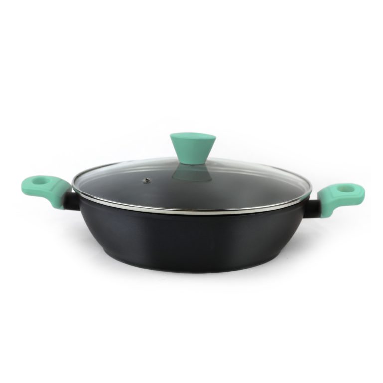 Castey Cacerola baja Castey Aquamarine de Aluminio Forjado con Tapadera con Aro Inoxidable y Antiadherente libre PFOA