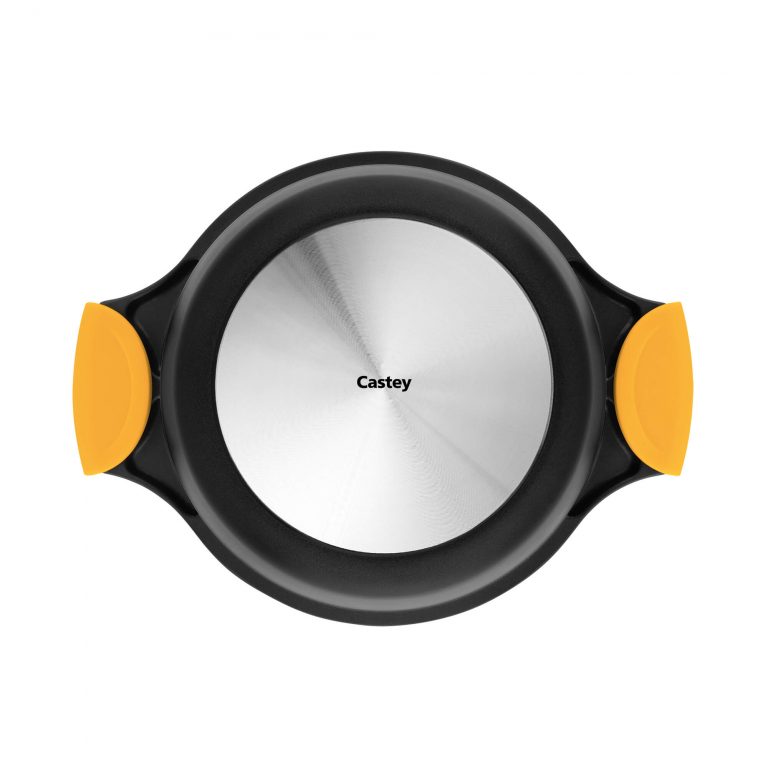 Castey Cacerola Baja Castey Classic Antiadherente De Aluminio Fundido Con Tapadera Y Asas Desmontables De Silicona Amarillo – Vitro Gas