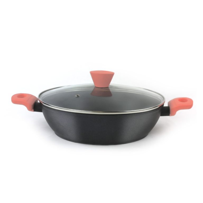 Castey Cacerola baja Castey Coral de Aluminio Forjado con Tapadera con Aro Inoxidable y Antiadherente libre PFOA