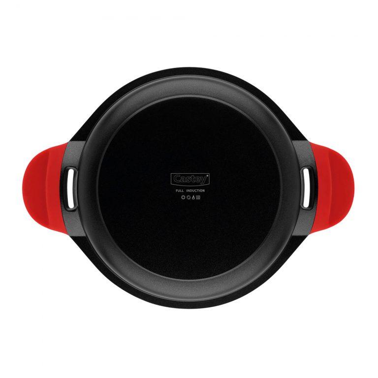Castey Cacerola Baja Castey Induction Antiadherente De Aluminio Fundido Con Tapadera Y Asas Integradas De Silicona