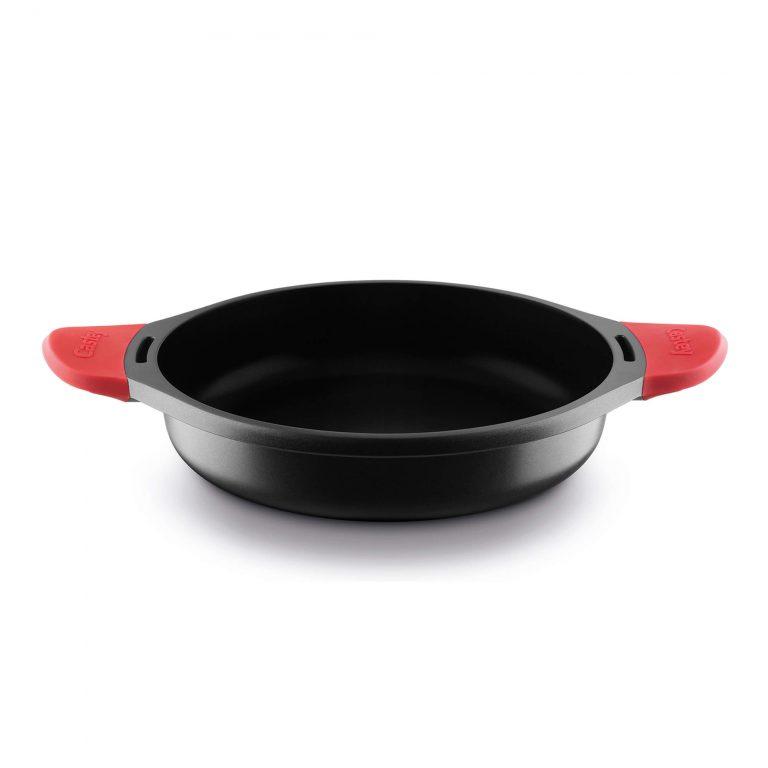 Castey Cacerola Baja Castey Induction Antiadherente De Aluminio Fundido Con Tapadera Y Asas Integradas De Silicona