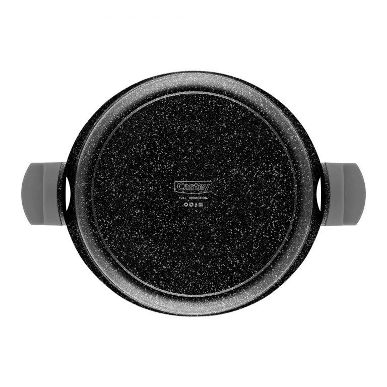 Castey Cacerola Baja Castey Vulcano De Aluminio Fundido Con Antiadherente Con Relieve Tapadera Y Asas Integradas De Silicona – Full Induction