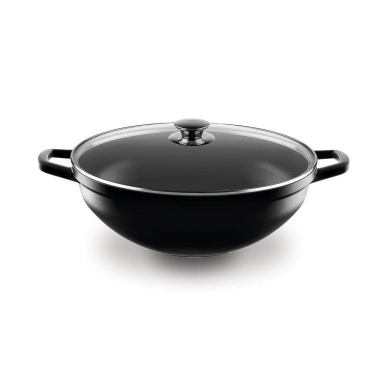 Castey Cacerola Cóncava Alta De Aluminio Fundido Con Tapadera Y Asas Desmontables De Silicona 32 Cm