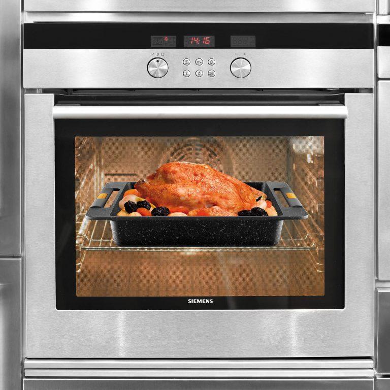 Castey Cacerola De Horno Castey Vulcano De Aluminio Fundido Con Antiadherente Con Relieve Y Asas Integradas De Silicona – Full Induction