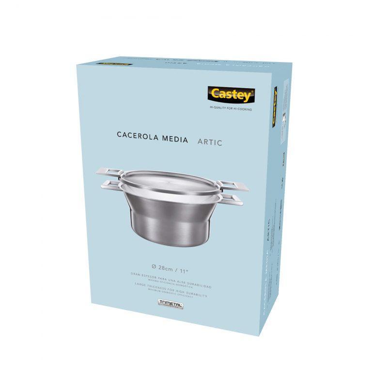 Castey Cacerola Media Castey Artic De Acero Inoxidable Tricapa Con Tapadera Reversible