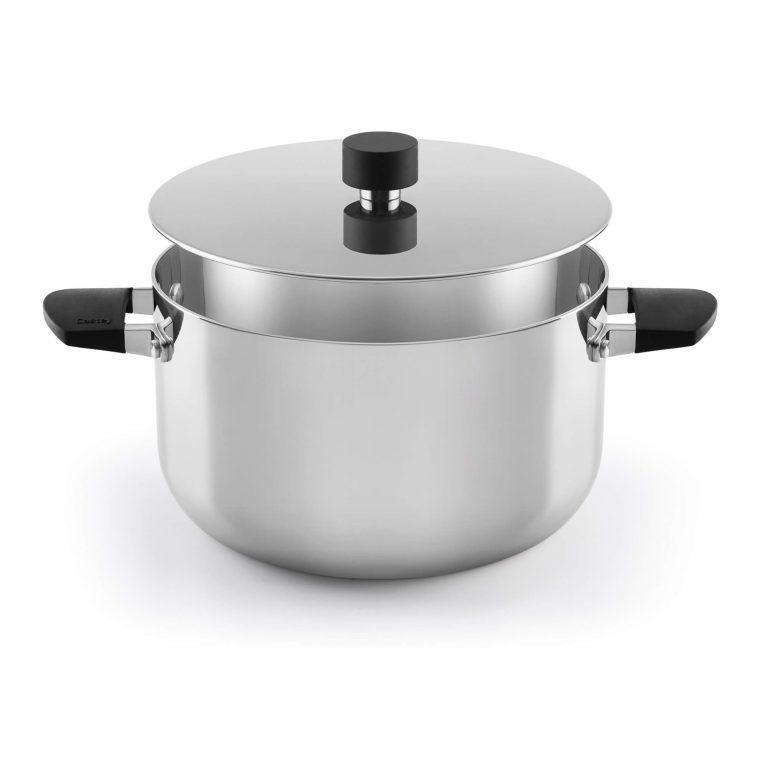 Castey Cacerola Media Castey Baltic De Acero Inoxidable Tricapa Con Tapadera Y Asas Integradas De Silicona