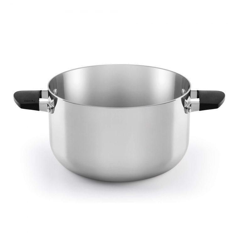 Castey Cacerola Media Castey Baltic De Acero Inoxidable Tricapa Con Tapadera Y Asas Integradas De Silicona