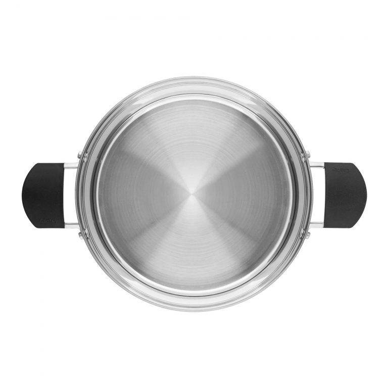 Castey Cacerola Media Castey Baltic De Acero Inoxidable Tricapa Con Tapadera Y Asas Integradas De Silicona