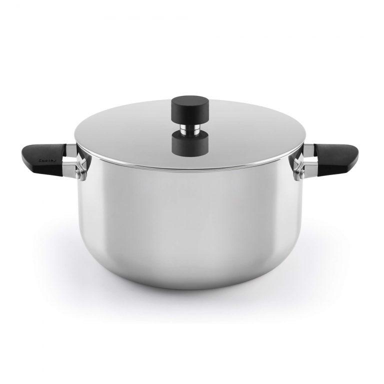 Castey Cacerola Media Castey Baltic de Acero Inoxidable Tricapa con Tapadera y Asas Integradas de Silicona