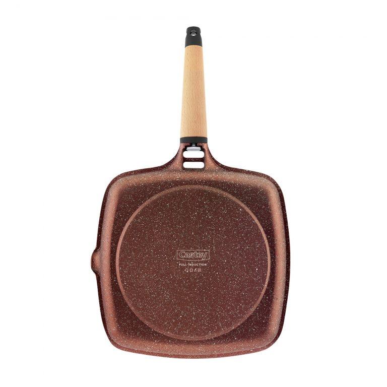 Castey Grill Castey Terracota De Aluminio Fundido Con Antiadherente Con Relieve Y Mango Desmontable