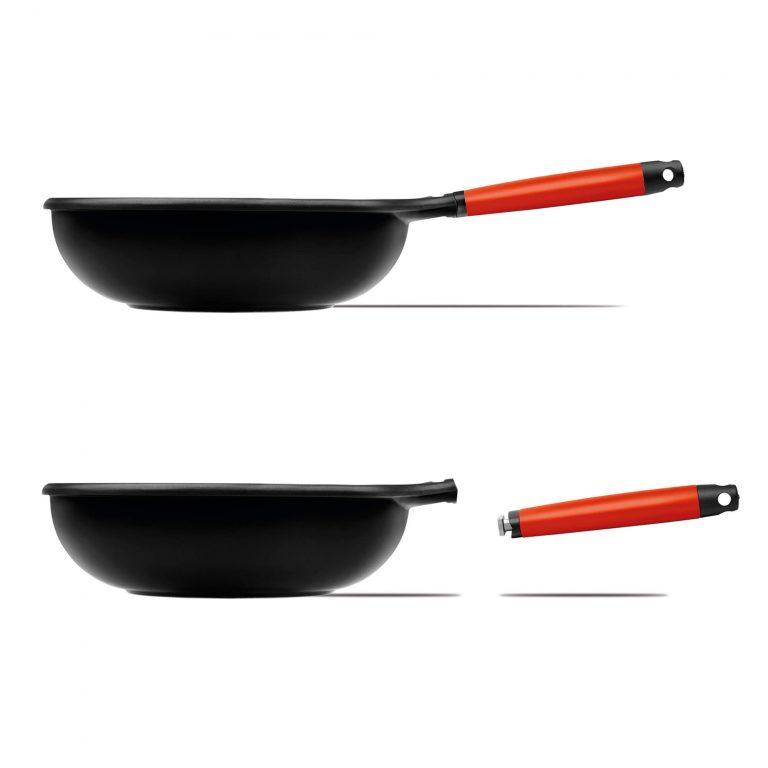 Castey Wok Castey Induction Antiadherente De Aluminio Fundido Con Mango Desmontable