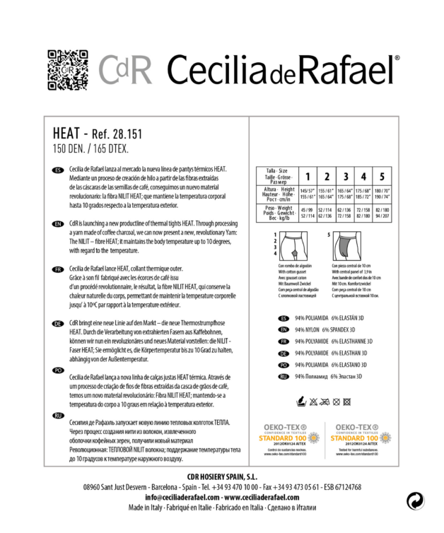 Cecilia De Rafael Heat 150 Den – Panty Térmico