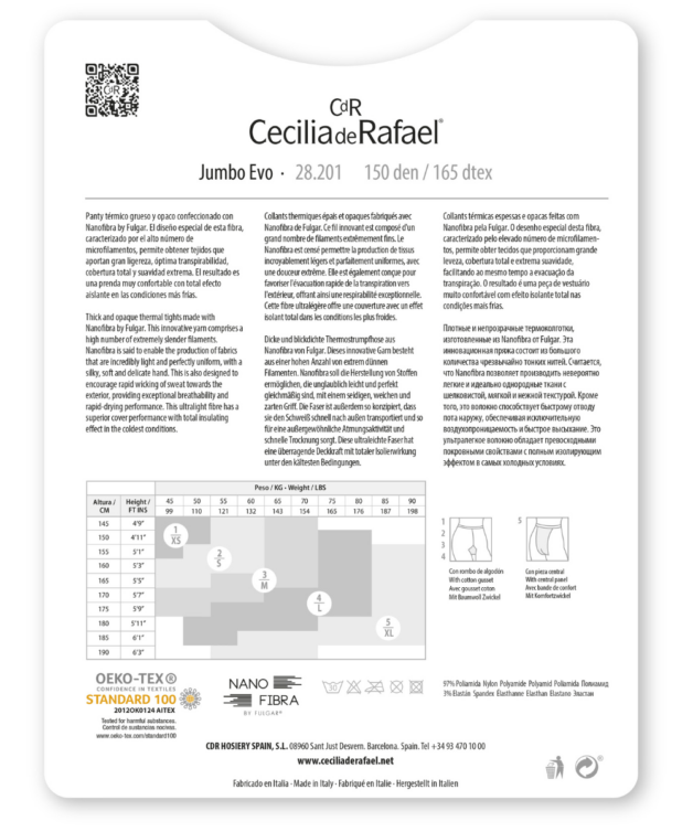 Cecilia De Rafael Jumbo EVO 150 Den – Panty Térmico Opaco