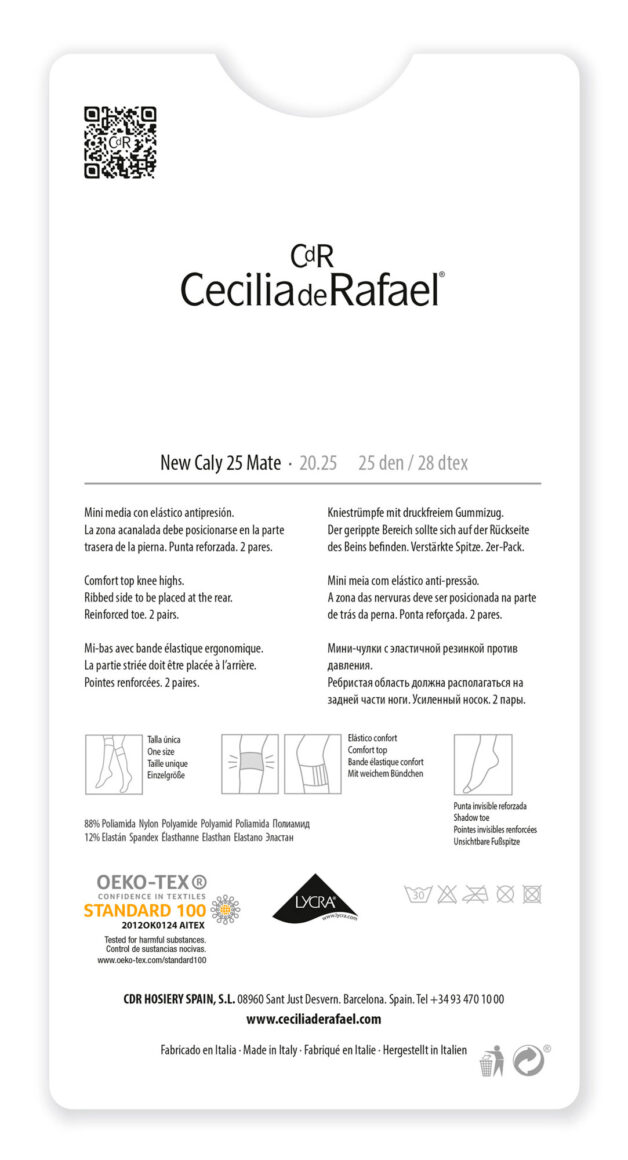 Cecilia De Rafael New Caly 25 Mate – 25 Den – Calcetines Antipresión – Sobre De 2 Pares