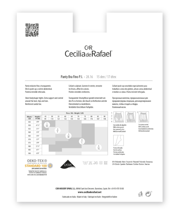 Cecilia De Rafael Panty Bra Fino 15 Den – Panty Transparente Moldeador