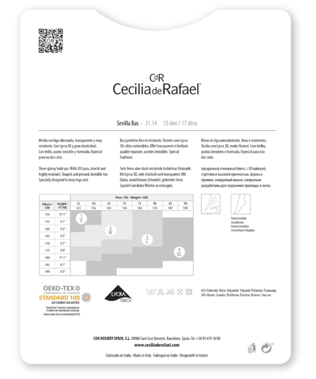 Cecilia De Rafael Sevilla Bas 15 Den – Medias Autosujetables Transparentes