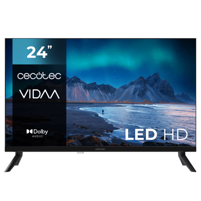 Cecotec A5 series ALH50024 Televisión LED 24” con resolución HD con sistema Dolby Smart TV VIDAA WiFi Integrado Salida de auriculares 3 HDMI y 2 USB. Televisión LED 24”