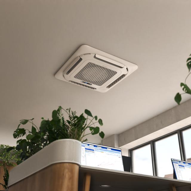 Cecotec AirClima 12000 Cassette Connected Aire Acondicionado De Cassette De 12000 BTU Con Bomba De Calor Mando A Distancia Pantalla LED Y Control Por Wifi. Sistema Inverter. 5 Modos Y 8 Velocidades. Deshumidificación Diaria De