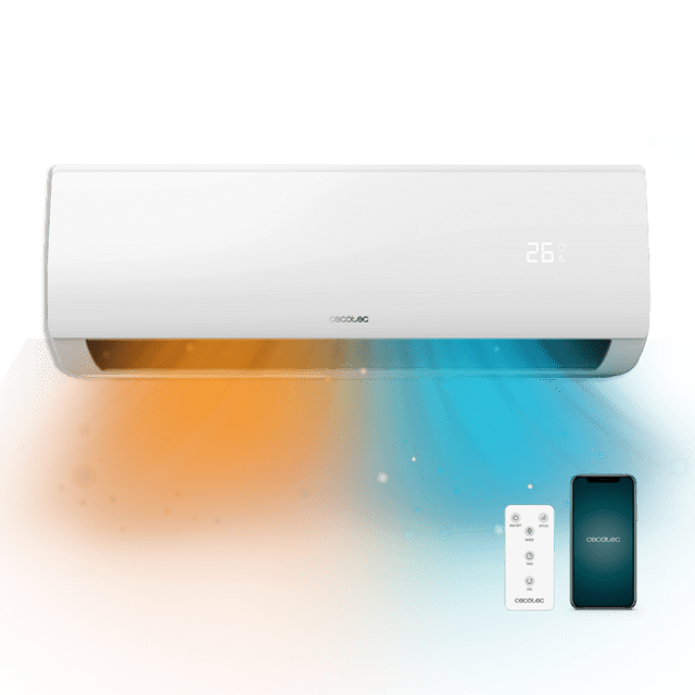 Cecotec AirClima 12000 Smartfresh Connected Aire acondicionado split de 3000 frigorías /12000 BTU con bomba de calor mando a distancia pantalla LED y control por wifi. Sistema Inverter. 5 modos y 8 velocidades. Deshumidificaci
