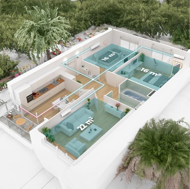 Cecotec AirClima 27000 Multi Connected Aire Acondicionado Multi Split Compuesto Por Tres Unidades Interiores Dos De 9000 BTU Y Otra De 12000 BTU Más Una Unidad Exterior De 27000 BTU. Aire Acondicionado Multi Split Compuesto Por