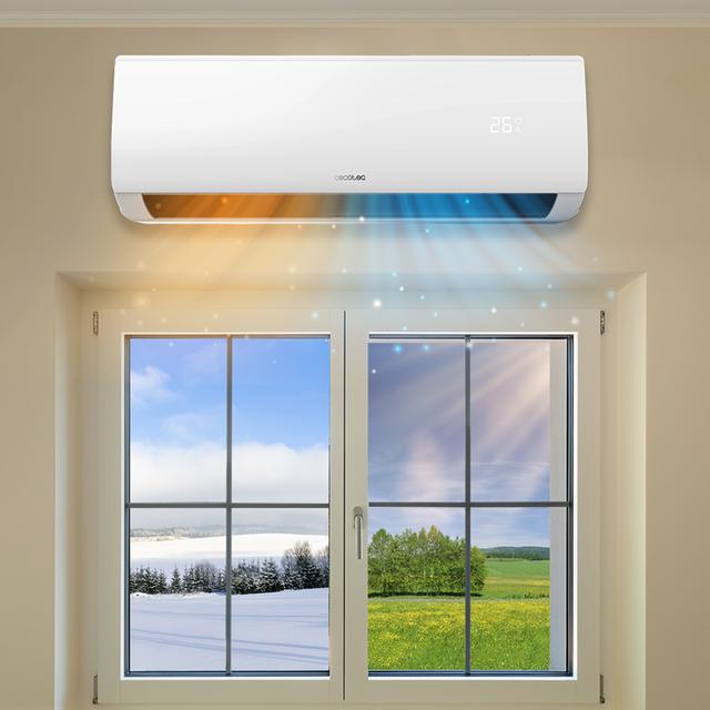 Cecotec AirClima 9000 Smartfresh Aire Acondicionado Split De 2250 Frigorías 9000 BTU Con Bomba De Calor Mando A Distancia Y Pantalla LED. Sistema Inverter. 5 Modos Y 8 Velocidades. Deshumidificación Diaria De 24 L/ Día Y áre