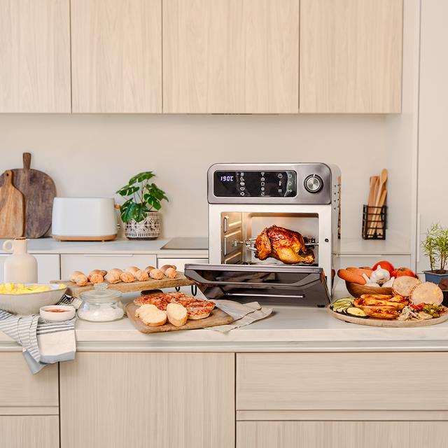 Cecotec Bake&Fry 1500 Touch Horno Freidora De Aire Caliente Con Convección 15 Litros De Capacidad 1700 W De Potencia Y Con Pantalla Táctil. Incluye Amplio Kit De Accesorios. Horno Freidora De Aire
