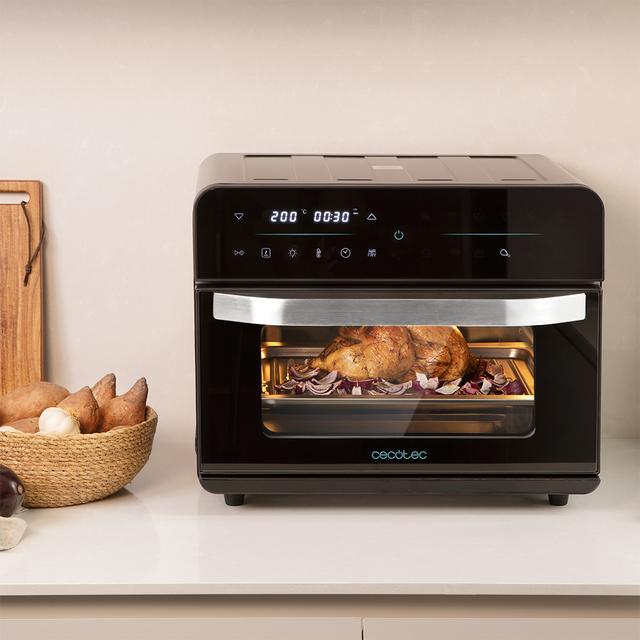 Cecotec Bake&Fry 2500 Touch. Horno Freidora De Aire Caliente De 1800 W Convección 25 Litros Pantalla Táctil 12 Funciones Temperatura Regulable Hasta 230º Temporizador Negro Horno Freidora De 25 Litros De Capacidad Y 1800 W De