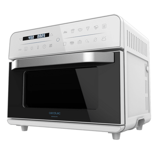 Cecotec Bake&Fry 2500 Touch White. Horno Freidora De Aire Caliente Con 1800 W Capacidad 25 L Convección Pantalla Táctil 12 Funciones Preestablecidas Temporizador Blanco Horno Freidora De 25 Litros De Capacidad Y 1800 W De Pote