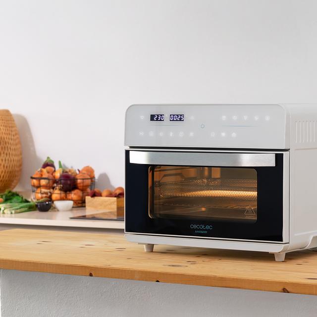 Cecotec Bake&Fry 2500 Touch White. Horno Freidora De Aire Caliente Con 1800 W Capacidad 25 L Convección Pantalla Táctil 12 Funciones Preestablecidas Temporizador Blanco Horno Freidora De 25 Litros De Capacidad Y 1800 W De Pote
