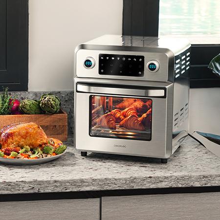 Cecotec Bake&Fry Touch. Horno De Aire Caliente Con 1700 W Capacidad 14 Litros Convección Pantalla Táctil 9 Funciones Acero Inoxidable Temperatura Regulable Horno Freidora De 14 Litros De Capacidad Y 1700 W De Potencia