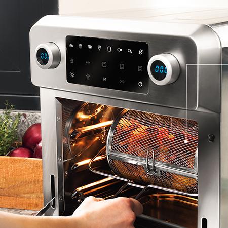 Cecotec Bake&Fry Touch. Horno De Aire Caliente Con 1700 W Capacidad 14 Litros Convección Pantalla Táctil 9 Funciones Acero Inoxidable Temperatura Regulable Horno Freidora De 14 Litros De Capacidad Y 1700 W De Potencia