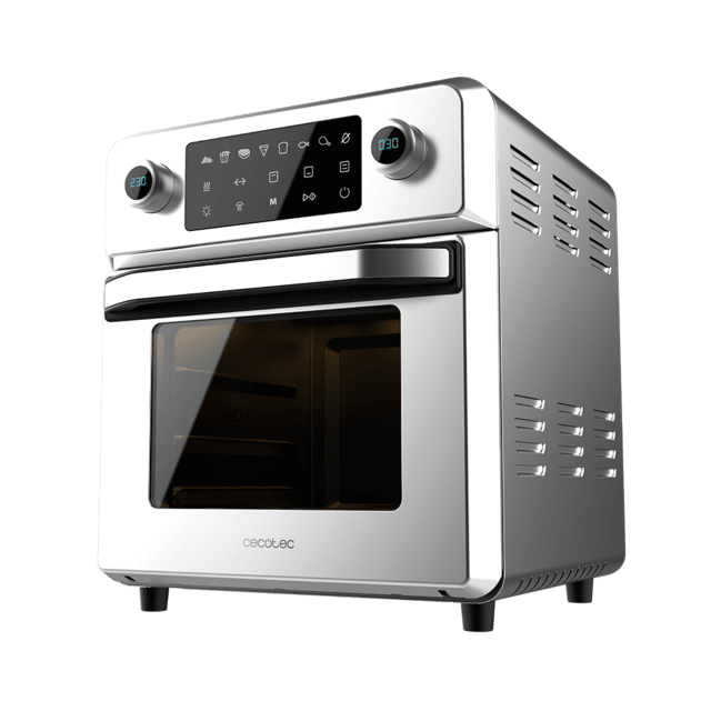 Cecotec Bake&Fry Touch. Horno de Aire Caliente con 1700 W Capacidad 14 Litros Convección Pantalla Táctil 9 Funciones Acero Inoxidable Temperatura regulable Horno freidora de 14 litros de capacidad y 1700 W de potencia