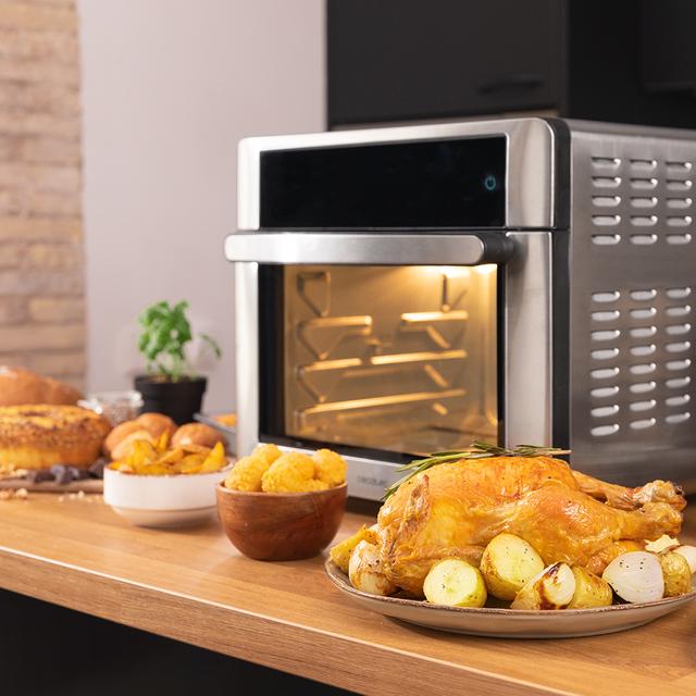 Cecotec Bake&Fry Touch. Horno Freidora De Aire Caliente Con 14-25-30 Litros Convección Pantalla Táctil (30 L Acero) Horno Freidora De Aire Caliente