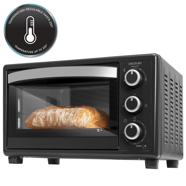 Cecotec Bake'n Toast 550. Horno Sobremesa Eléctrico de 1500 W Capacidad 23 L 3 Modos Temporizador hasta 60 minutos Temperatura regulable hasta 230ºc Horno tostador 23 litros de sobremesa