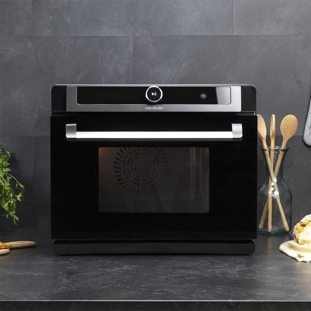 Cecotec Bake&Steam 3000 Combi. Horno De Vapor Horno 3 En 1: Función Vapor Convección Y Freidora De Aire Capacidad De 30 Litros 7 Funciones De Cocinado Autolimpieza Potencia 2220W Horno A Vapor Con Función Freidora De Aire  