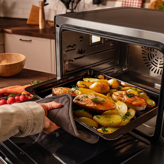 Cecotec Bake&Steam 4000 Combi Gyro Advance Horno De Vapor 3 En 1 Con Función Vapor Convección Y Freidora De Aire 40 Litros De Capacidad 8 Funciones De Cocinado Función De Autolimpieza Rustidor Y 2400 W De Potencia. Horno De V